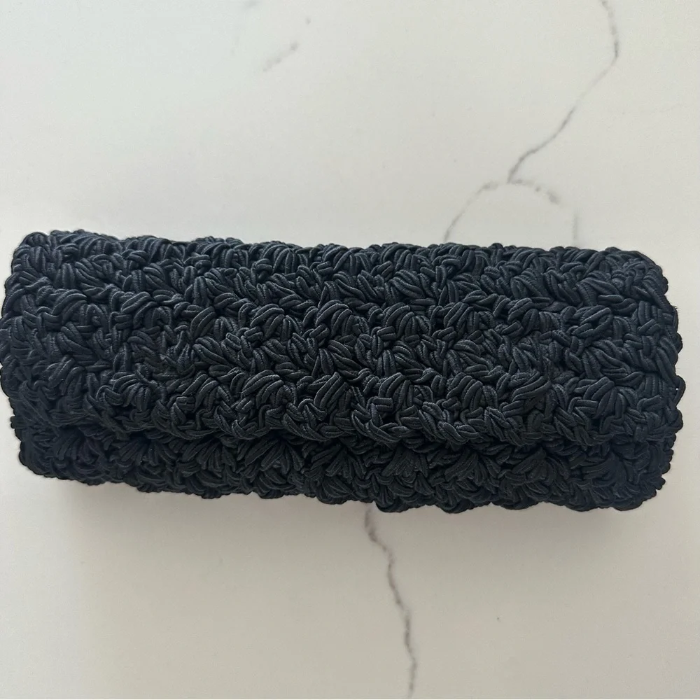 Vintage Ultimo Woven Cord Minimalist Clutch Evening Bag in Black